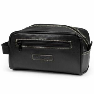 TAHARI Mens Vegan Leather Top Zip Travel Kit Organizer Bag